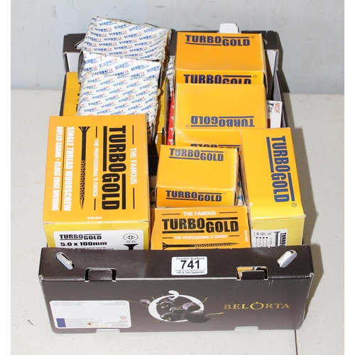 741 - Large qty of boxed screws, various sizes