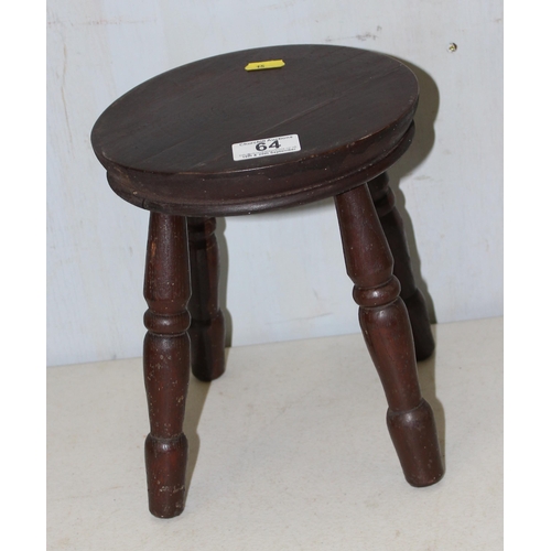 64 - Small antique wooden milking stool