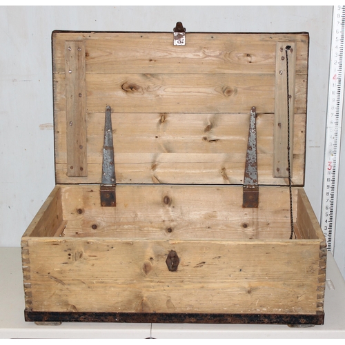 70 - Vintage pine box with iron fittings