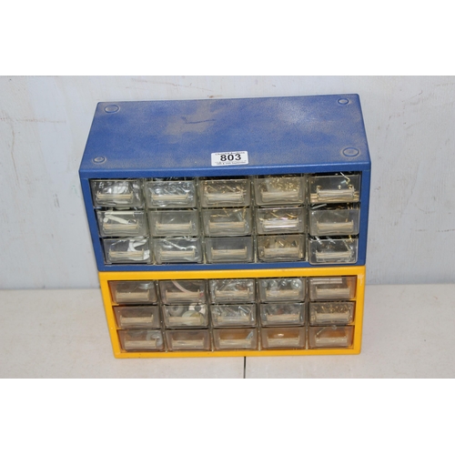 803 - 2 x small multi-drawer units with contents