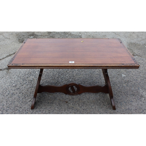 81 - Small oak refectory table with carved details