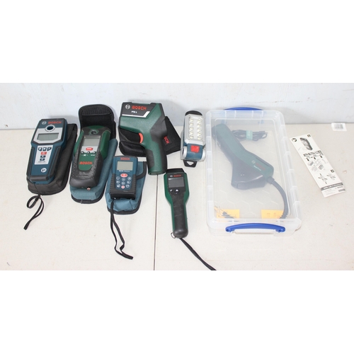 851 - Various Bosch electric tools to inc laser tape measure, tyre pump etc etc