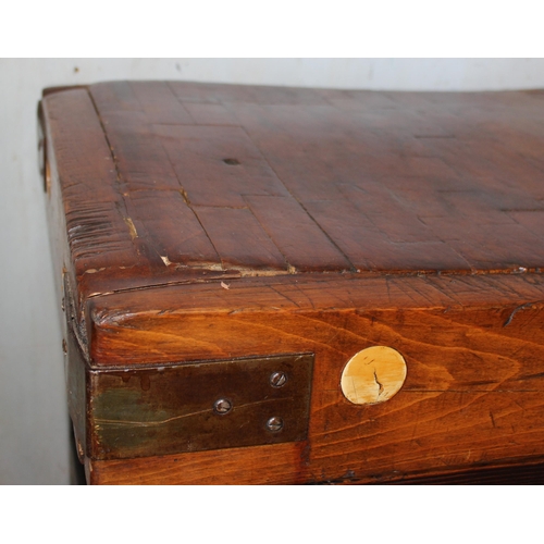 94 - A large vintage wooden butchers block on stand, approx 125cm wide x 62cm deep x 75cm tall