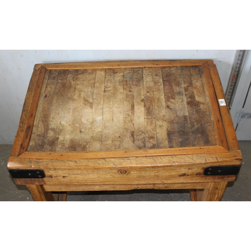 95 - A large vintage wooden butchers block on stand, approx 100cm wide x 60cm deep x 74cm tall