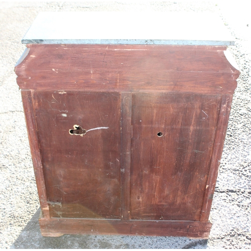 96 - A French Empire style pier cabinet with marquetry inlay, ormolu mounts and green marble top, approx ... 