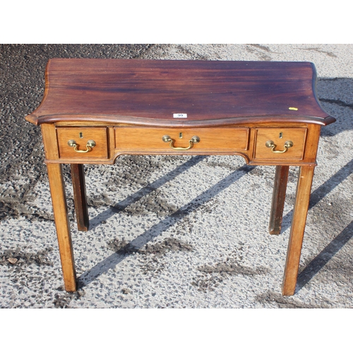 99 - A small antique 3 drawer mahogany writing desk