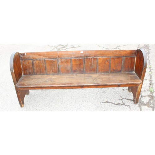 73 - An antique pitch pine church pew, approx 180cm wide