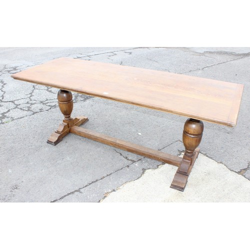 75 - An early 20th century oak refectory table in the 17th century style, approx 210cm x 80cm