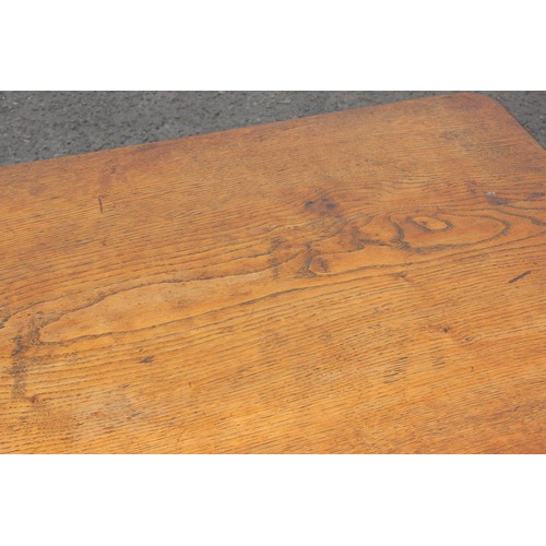 77 - A small early 20th century oak refectory table, approx 135cm x 65cm