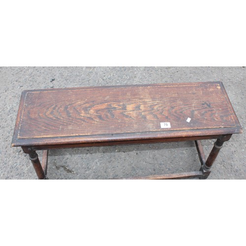 79 - A small antique oak bench, likely c.1900