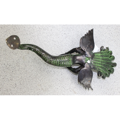 1708 - A vintage Indian bronze door handle formed as a deity, Manasa - Queen of Snakes, likely 20th century