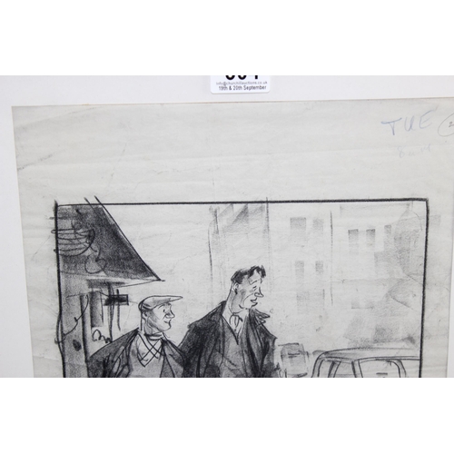 304 - Leslie Grimes (1897 - 1993), an original charcoal sketch 