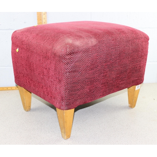 121 - Red upholstered foot stool