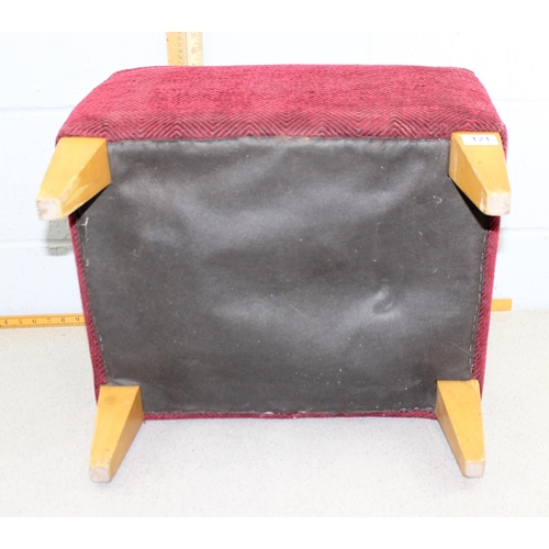 121 - Red upholstered foot stool