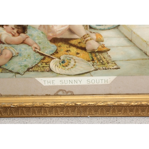 327 - Antique Pears Soap Advertising Print 'The Sunny South' after W S Coleman, in antique gilt frame