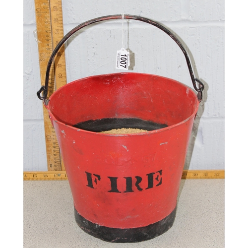 1007 - A galvanized military fire bucket, stamped with the broad arrow and dated for 1967.