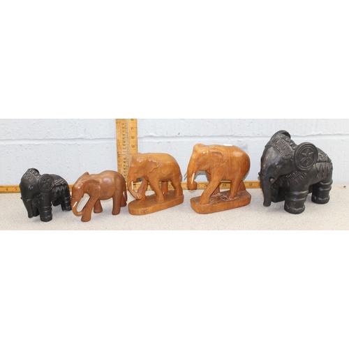 1732 - 5 assorted elephants, wooden and terracotta