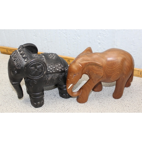 1732 - 5 assorted elephants, wooden and terracotta