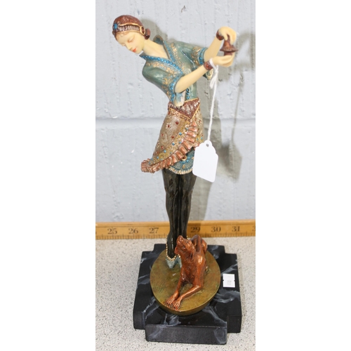 1735 - An Art Nouveau style lamp formed as a female figure and an Art Deco style female figure (2)