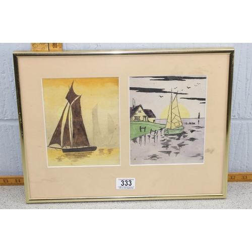 333 - 2 vintage watercolours of boats