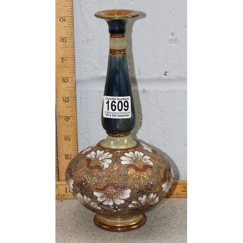 1609 - An antique Royal Doulton Slater's Patent stoneware bud vase c.1900, approx 25cm tall