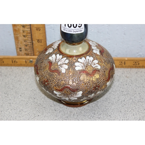 1609 - An antique Royal Doulton Slater's Patent stoneware bud vase c.1900, approx 25cm tall