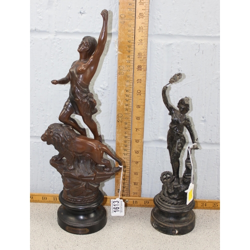 1613 - 2 antique bronzed spelter figures, one entitled Le Pouvoir