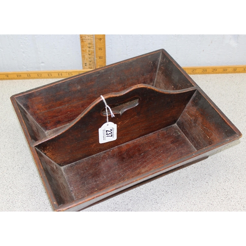 237 - An antique oak or elm cutlery tray, 19th century