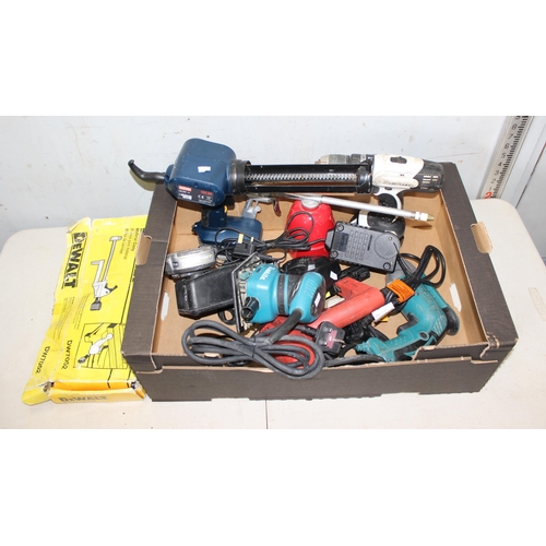 927 - Box of electrical tools to inc Makita sander, drill etc etc