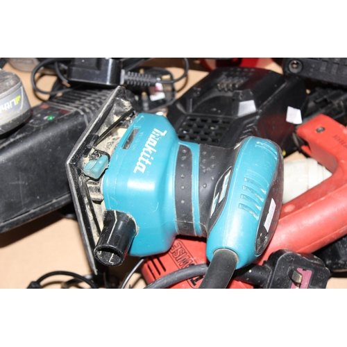 927 - Box of electrical tools to inc Makita sander, drill etc etc