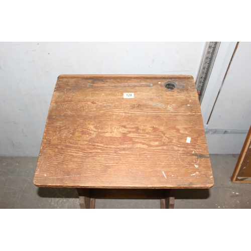 128 - Vintage pitch pine child's school desk