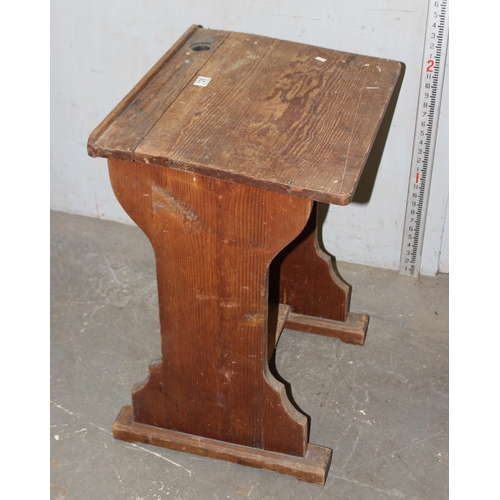 128 - Vintage pitch pine child's school desk