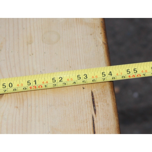 130 - Vintage pine farmhouse kitchen table, approx 140cm x 100cm