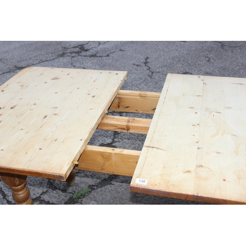 130 - Vintage pine farmhouse kitchen table, approx 140cm x 100cm