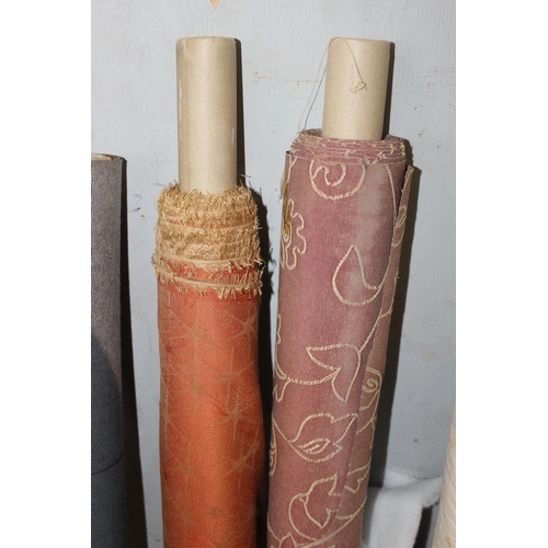 159 - 6 rolls of assorted fabric, leatherette etc