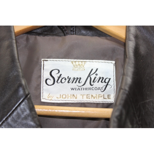 162 - Vintage John Temple 1970’s ‘Storm King’ black leather ladies(?) weathercoat - size unknown