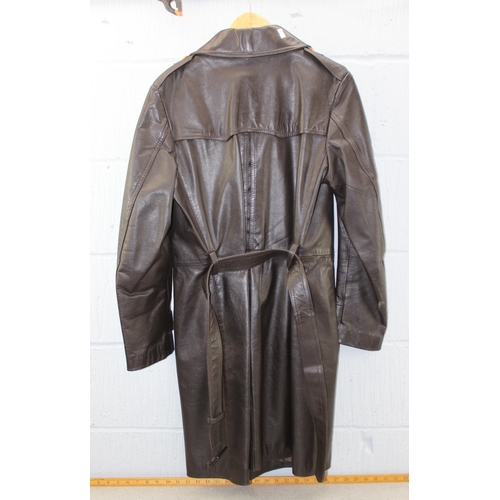 162 - Vintage John Temple 1970’s ‘Storm King’ black leather ladies(?) weathercoat - size unknown