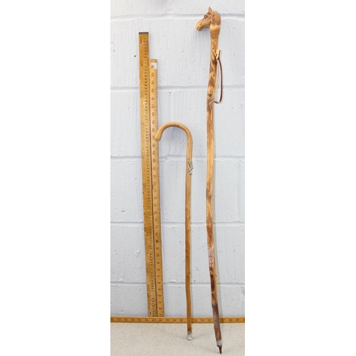 1631 - 6 walking sticks to include bone handled shepherd's crook x 2 and a gaff