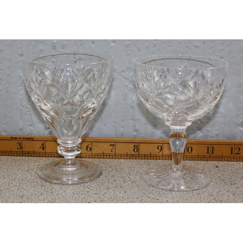 1764 - 2 sets of crystal wine glasses, one Webb Corbett, 6 & 8