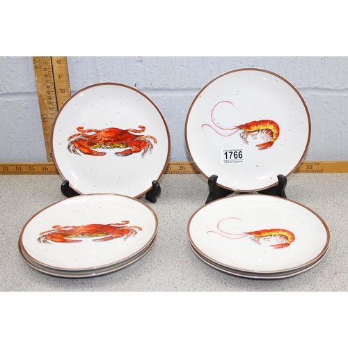 1766 - A set of 6 Japanese made plates depicting crabs and prawns, made for D.H. Holmes of New Orleans