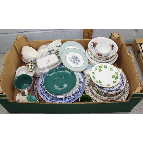 1771 - 2 boxes of miscellaneous ceramics to inc Royal Worcester, Lingard teapot, Portmeirion