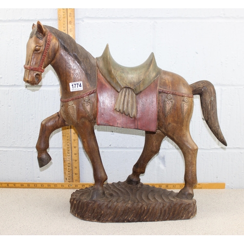 1774 - Large carved wooden horse with painted detail