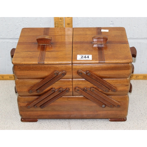 244 - 1930’s Art Deco mahogany crossbanded concertina sewing/work box