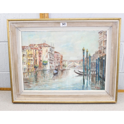 343 - 3 20th century oil paintings, one depicting Venice signed Steyn, and 2 others