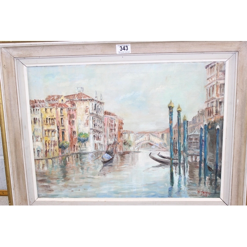 343 - 3 20th century oil paintings, one depicting Venice signed Steyn, and 2 others