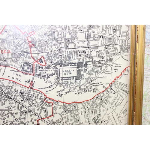 351 - 3 framed London maps to inc London & Environs c.1900 and 2 1960's examples