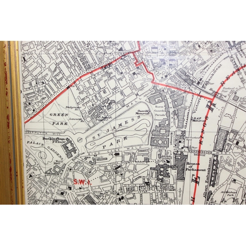 351 - 3 framed London maps to inc London & Environs c.1900 and 2 1960's examples