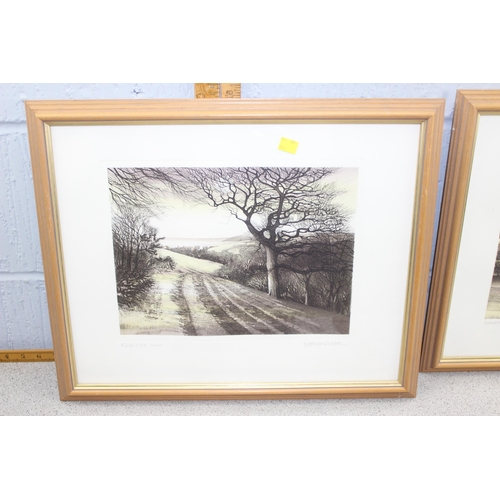 352 - 2 fine limited-edition landscape framed litho prints by artist Kathleen Caddick – titled, signed and... 