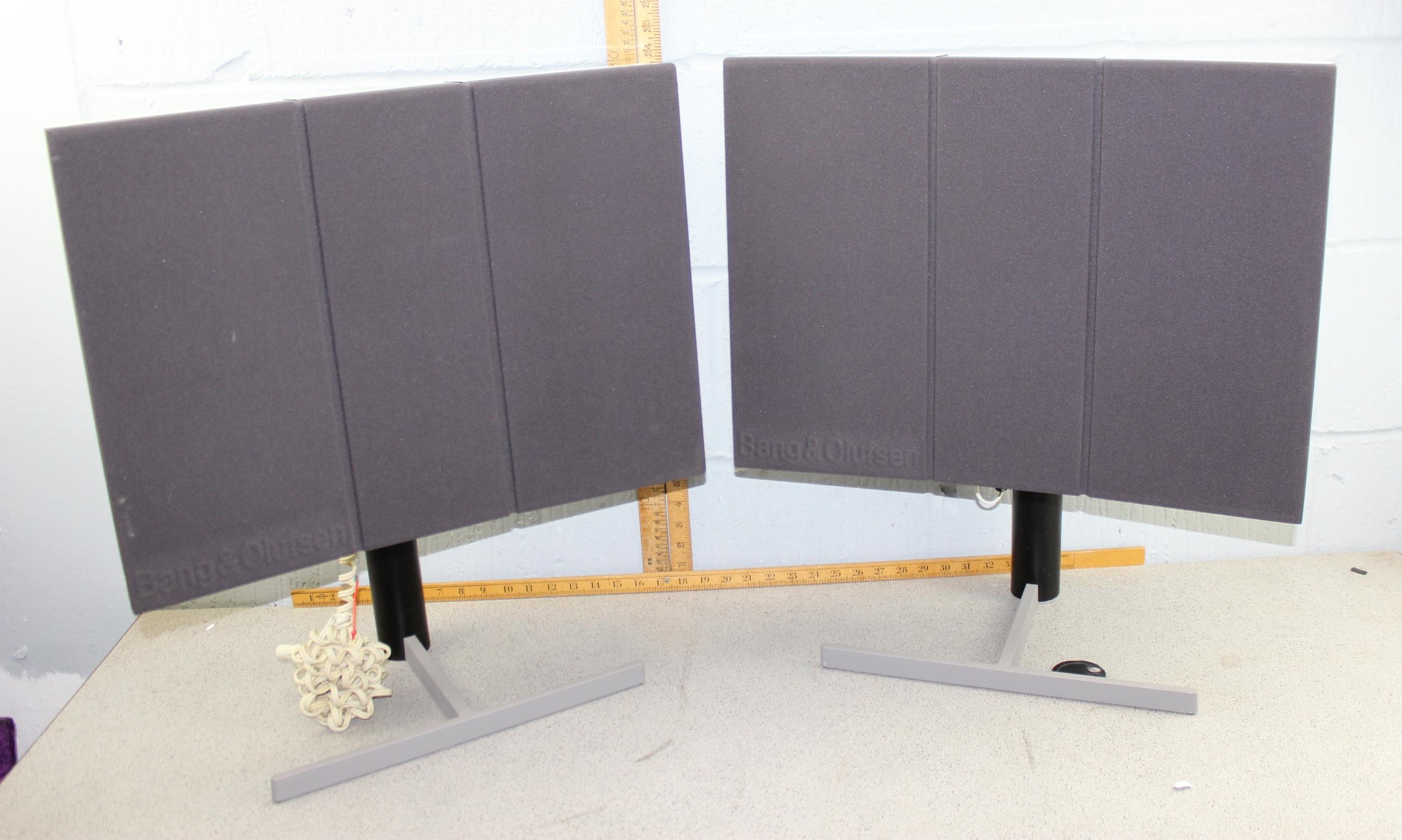A pair of Bang & Olufsen Beovox 6513 speakers with stands