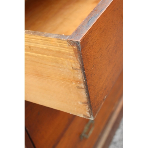 149w - Edwardian oak 2/3 chest of drawers with brass handles